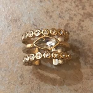 Luv AJ Marquise Diamond Disc Statement Ring